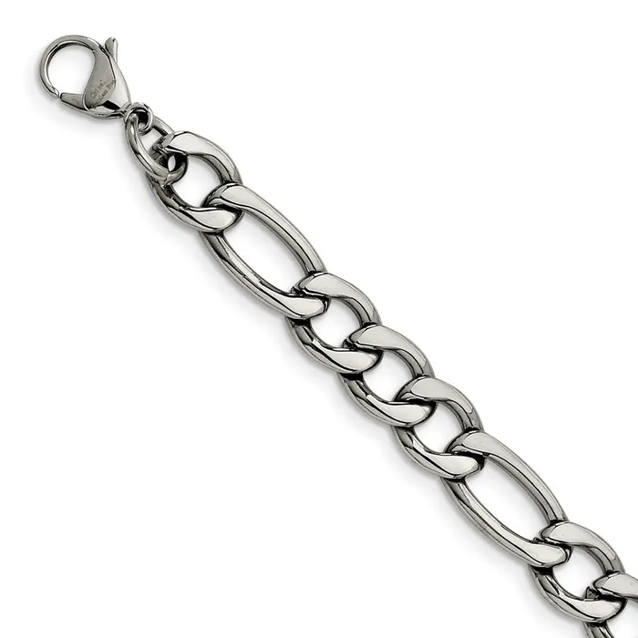 Chisel Bracelets Stainless Steel 84mm 8in Figaro Chain SRN682
