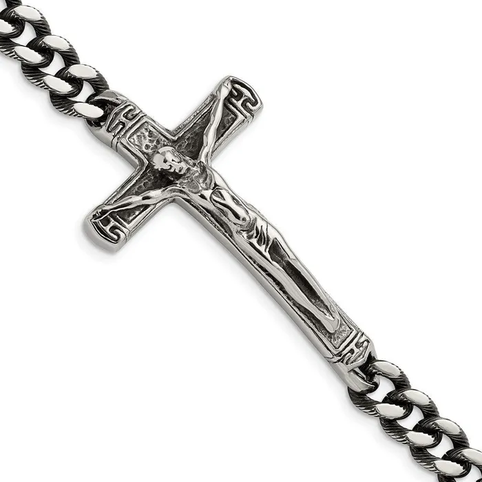 Chisel Bracelets Stainless Steel Antiqued and Polished Crucifix 875in Bracelet Chisel Bracelets Stainless Steel Antiqued and Polished Crucifix 875in Bracelet