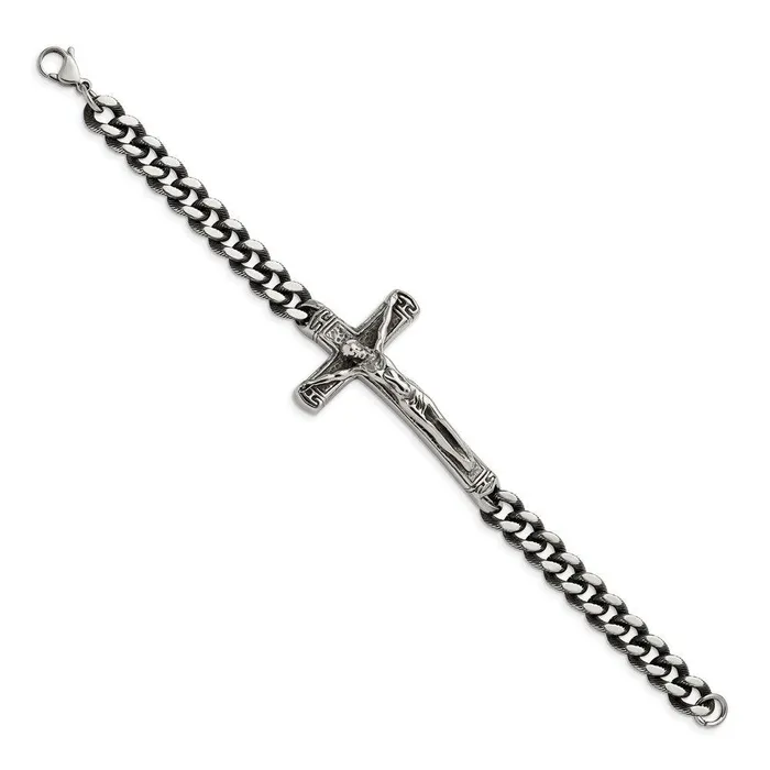 Chisel Bracelets Stainless Steel Antiqued and Polished Crucifix 875in Bracelet Chisel Bracelets Stainless Steel Antiqued and Polished Crucifix 875in Bracelet