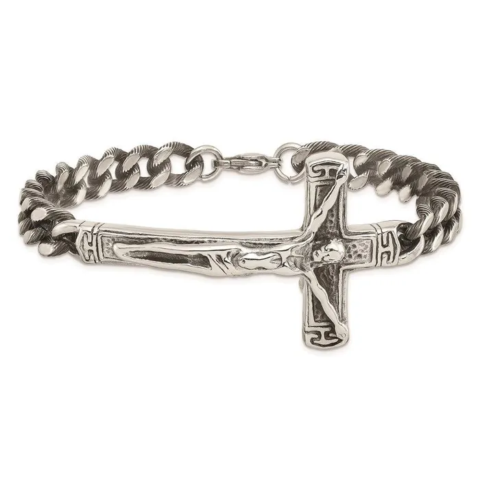 Chisel Bracelets Stainless Steel Antiqued and Polished Crucifix 875in Bracelet Chisel Bracelets Stainless Steel Antiqued and Polished Crucifix 875in Bracelet