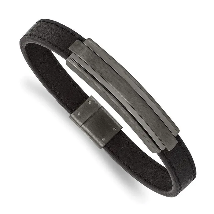 Chisel Bracelets Stainless Steel Brushed Polished GunMetal IP Black Rubber 85in Bracelet Chisel Bracelets Stainless Steel Brushed Polished GunMetal IP Black Rubber 85in Bracelet