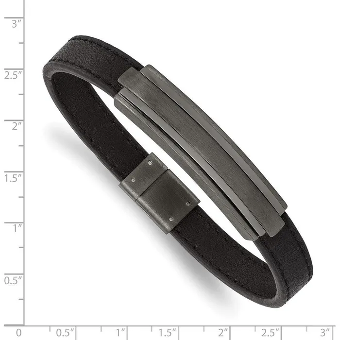 Chisel Bracelets Stainless Steel Brushed Polished GunMetal IP Black Rubber 85in Bracelet Chisel Bracelets Stainless Steel Brushed Polished GunMetal IP Black Rubber 85in Bracelet