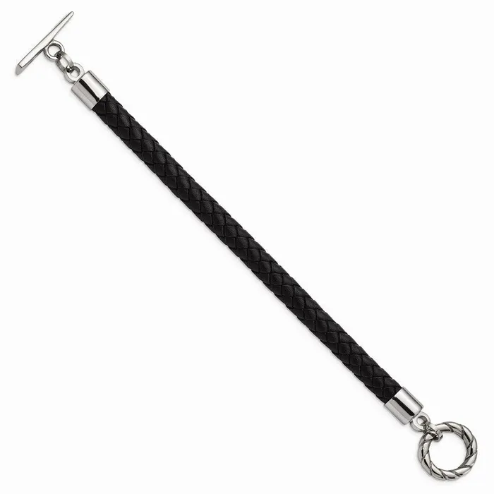 Chisel Bracelets Stainless Steel Leather Polished Toggle Bracelet Chisel Bracelets Stainless Steel Leather Polished Toggle Bracelet