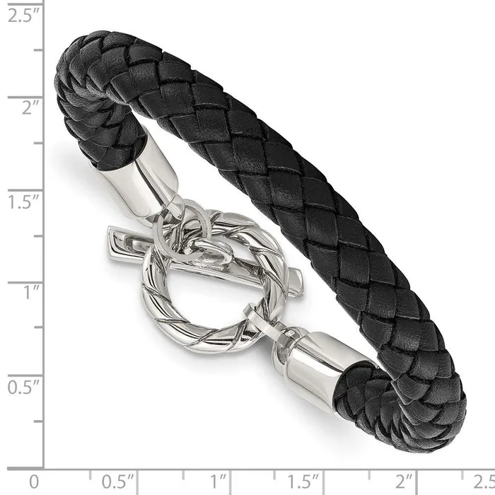 Chisel Bracelets Stainless Steel Leather Polished Toggle Bracelet Chisel Bracelets Stainless Steel Leather Polished Toggle Bracelet