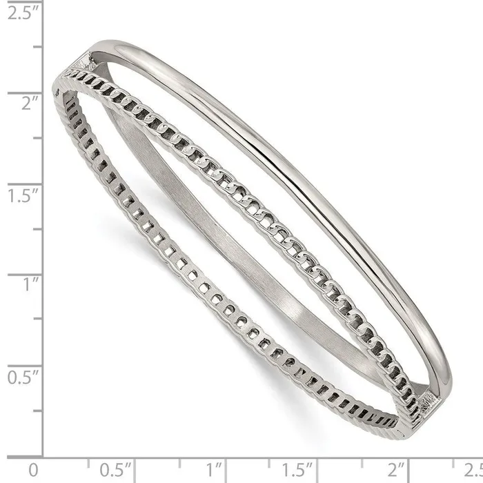 Chisel Bracelets Stainless Steel Polished 925mm Hinged Bangle Chisel Bracelets Stainless Steel Polished 925mm Hinged Bangle