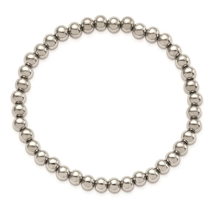 Chisel Bracelets Stainless Steel Polished Beaded Stretch Bracelet Chisel Bracelets Stainless Steel Polished Beaded Stretch Bracelet