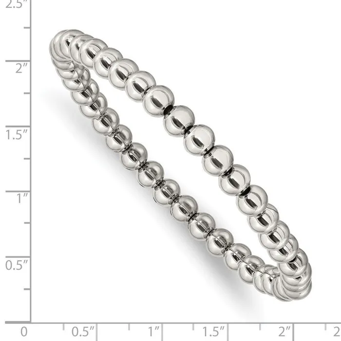 Chisel Bracelets Stainless Steel Polished Beaded Stretch Bracelet Chisel Bracelets Stainless Steel Polished Beaded Stretch Bracelet