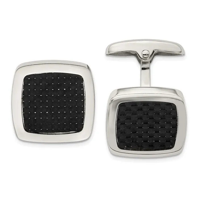 Chisel Bracelets Stainless Steel Polished Black Carbon Fiber Inlay Cufflinks Chisel Bracelets Stainless Steel Polished Black Carbon Fiber Inlay Cufflinks