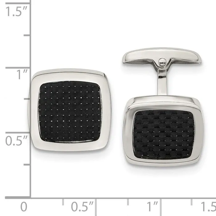 Chisel Bracelets Stainless Steel Polished Black Carbon Fiber Inlay Cufflinks Chisel Bracelets Stainless Steel Polished Black Carbon Fiber Inlay Cufflinks
