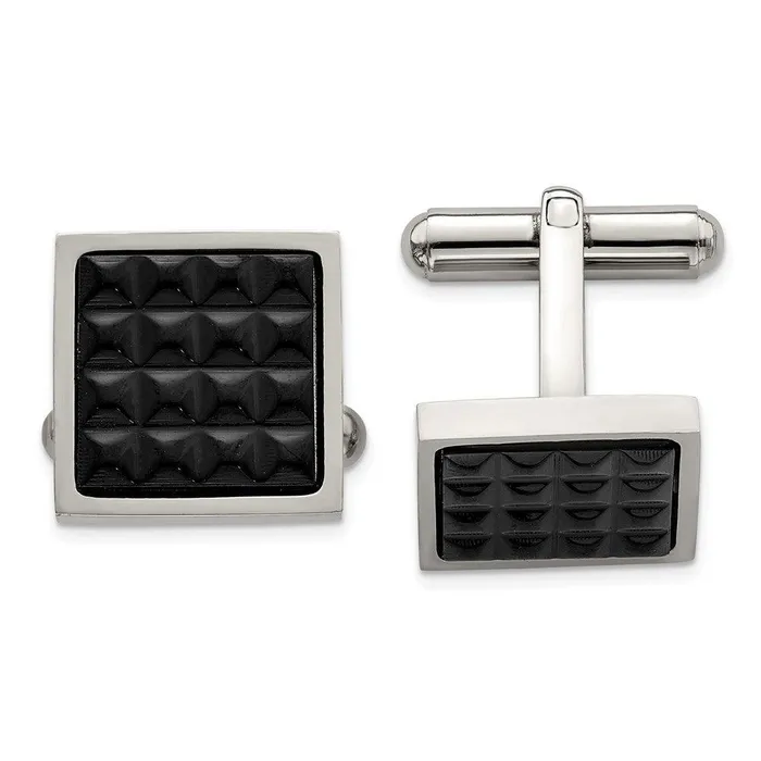 Chisel Bracelets Stainless Steel Polished Black IP Studded Cufflinks