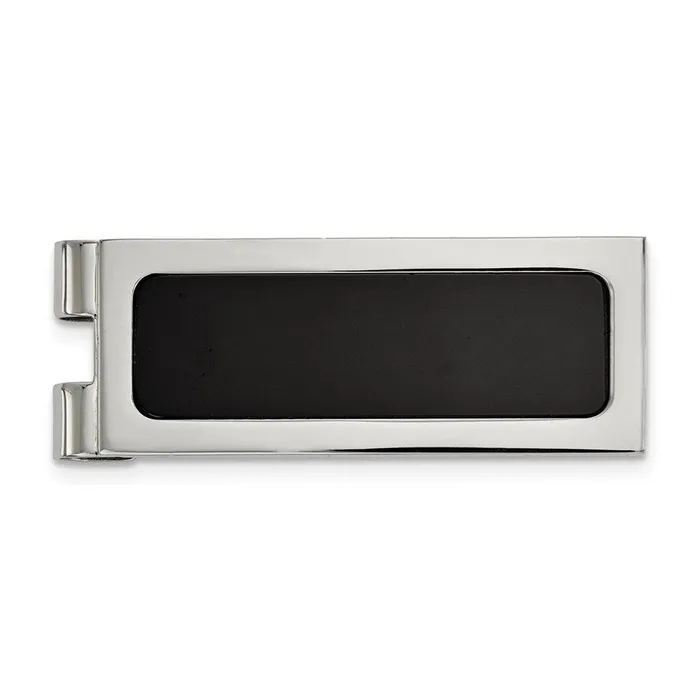 Chisel Bracelets Stainless Steel Polished with Black Agate Inlay Money Clip Chisel Bracelets Stainless Steel Polished with Black Agate Inlay Money Clip
