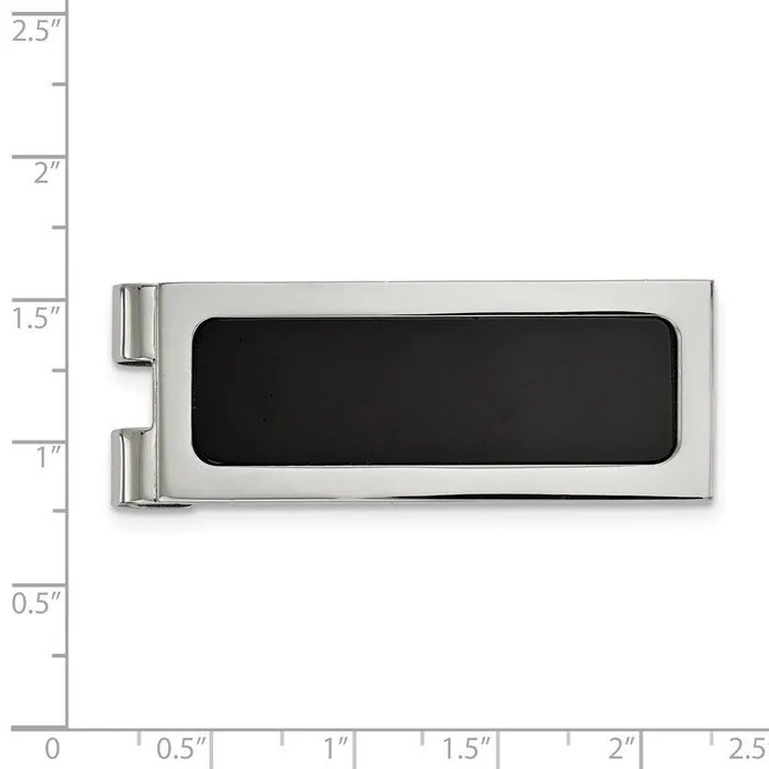Chisel Bracelets Stainless Steel Polished with Black Agate Inlay Money Clip Chisel Bracelets Stainless Steel Polished with Black Agate Inlay Money Clip