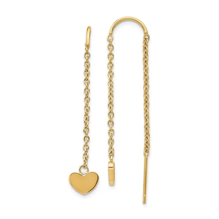 Chisel Earrings Stainless Steel Polished Yellow IPplated Threader Heart Dangle Earrings Chisel Earrings Stainless Steel Polished Yellow IPplated Threader Heart Dangle Earrings