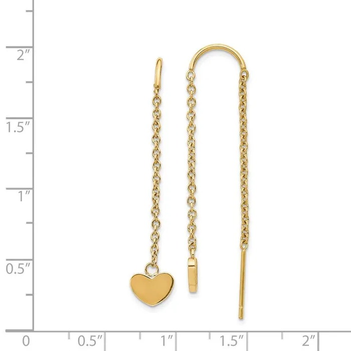 Chisel Earrings Stainless Steel Polished Yellow IPplated Threader Heart Dangle Earrings Chisel Earrings Stainless Steel Polished Yellow IPplated Threader Heart Dangle Earrings