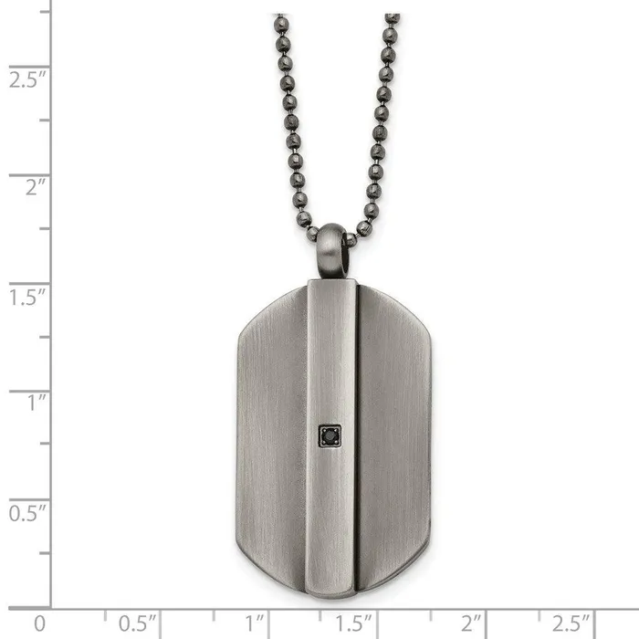 Chisel Necklaces Stainless Steel Antiqued Brushed wBlack CZ Necklace Chisel Necklaces Stainless Steel Antiqued Brushed wBlack CZ Necklace