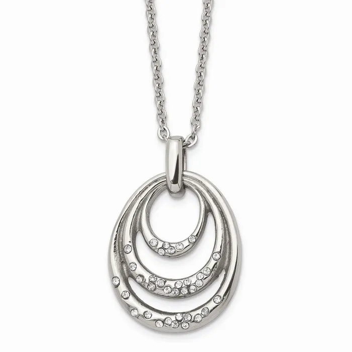 Chisel Necklaces Stainless Steel CZ Necklace