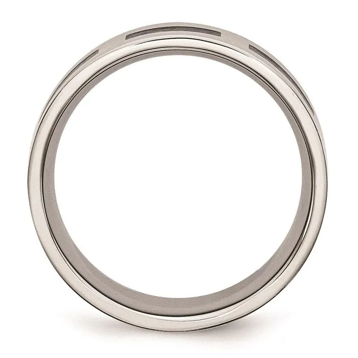 Chisel Rings Stainless Steel Black Rubber Flat 8mm Brushed Band Chisel Rings Stainless Steel Black Rubber Flat 8mm Brushed Band