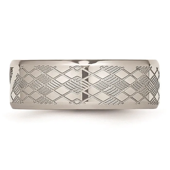 Chisel Rings Stainless Steel Polished Textured CZ Ring Chisel Rings Stainless Steel Polished Textured CZ Ring
