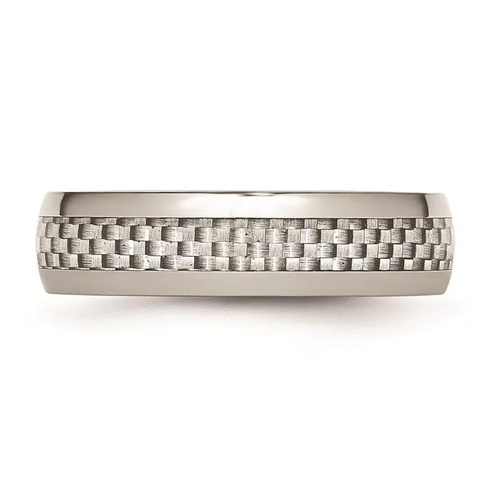 Chisel Rings Stainless Steel Polished w Grey Carbon Fiber Inlay 6mm Band Chisel Rings Stainless Steel Polished w Grey Carbon Fiber Inlay 6mm Band