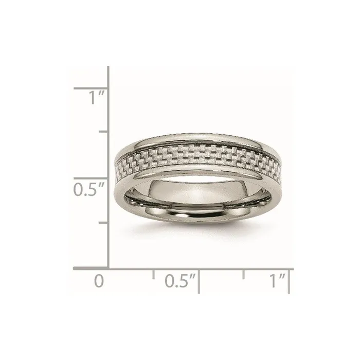 Chisel Rings Stainless Steel Polished w Grey Carbon Fiber Inlay 6mm Band Chisel Rings Stainless Steel Polished w Grey Carbon Fiber Inlay 6mm Band