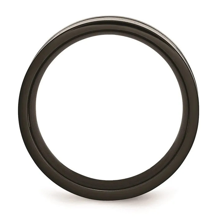 Chisel Rings Titanium 9mm Black IPplated wCarbon Fiber Inlay Polished Band TB316 Chisel Rings Titanium 9mm Black IPplated wCarbon Fiber Inlay Polished Band TB316
