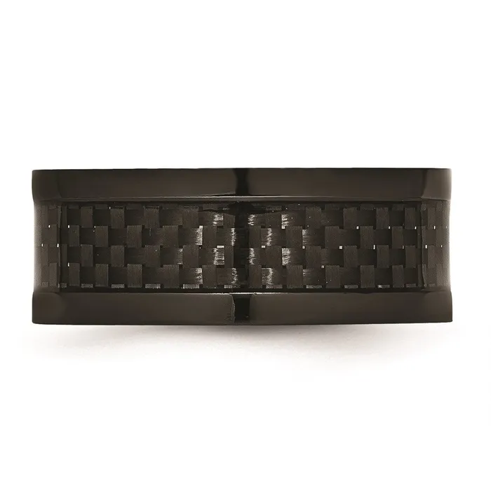 Chisel Rings Titanium 9mm Black IPplated wCarbon Fiber Inlay Polished Band TB316 Chisel Rings Titanium 9mm Black IPplated wCarbon Fiber Inlay Polished Band TB316