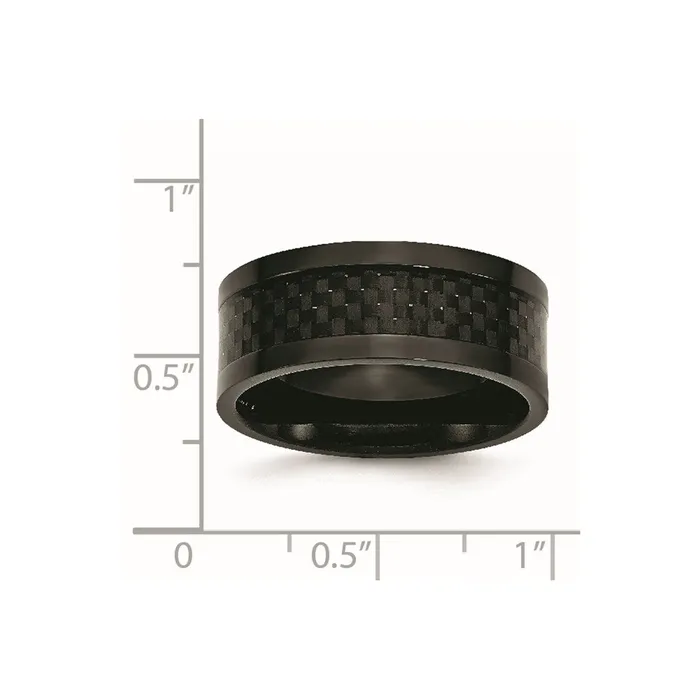 Chisel Rings Titanium 9mm Black IPplated wCarbon Fiber Inlay Polished Band TB316 Chisel Rings Titanium 9mm Black IPplated wCarbon Fiber Inlay Polished Band TB316