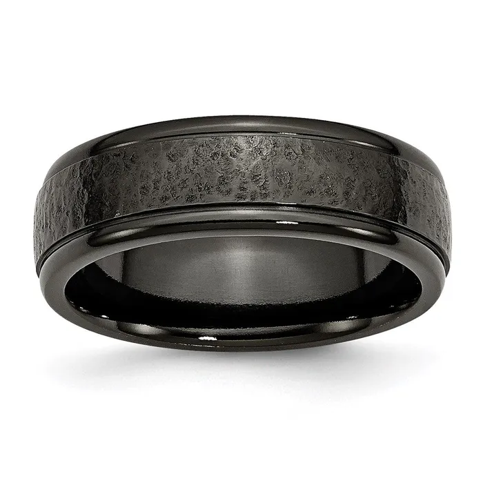 Chisel Rings Titanium Black TI Hammered Ridged Edge 7mm Brushed Band TB286 Chisel Rings Titanium Black TI Hammered Ridged Edge 7mm Brushed Band TB286