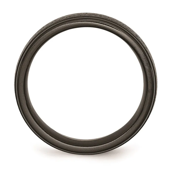 Chisel Rings Titanium Black TI Hammered Ridged Edge 7mm Brushed Band TB286 Chisel Rings Titanium Black TI Hammered Ridged Edge 7mm Brushed Band TB286