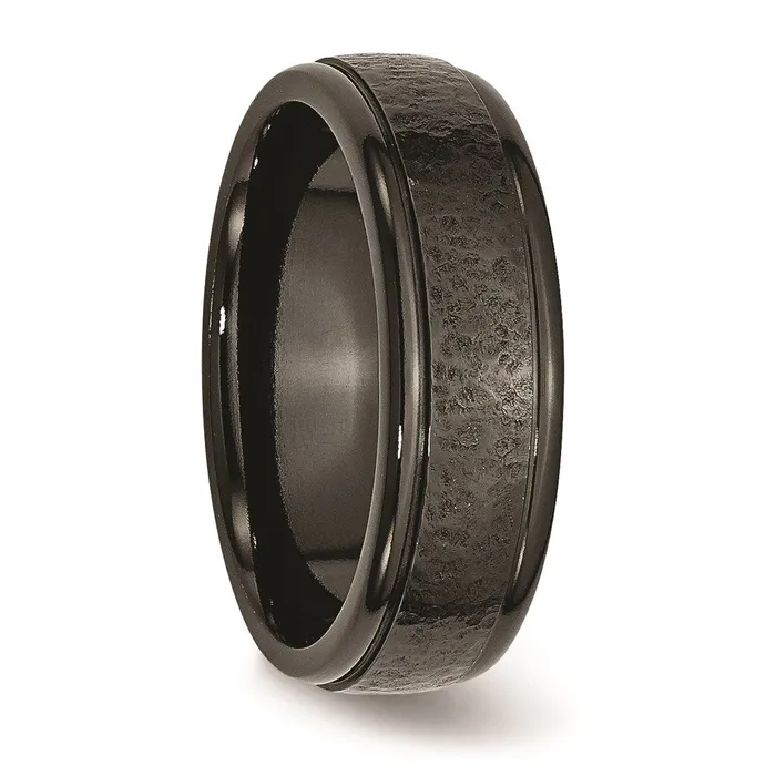 Chisel Rings Titanium Black TI Hammered Ridged Edge 7mm Brushed Band TB286 Chisel Rings Titanium Black TI Hammered Ridged Edge 7mm Brushed Band TB286