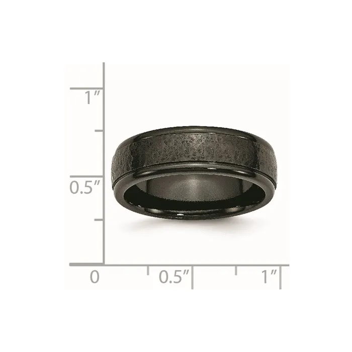 Chisel Rings Titanium Black TI Hammered Ridged Edge 7mm Brushed Band TB286 Chisel Rings Titanium Black TI Hammered Ridged Edge 7mm Brushed Band TB286