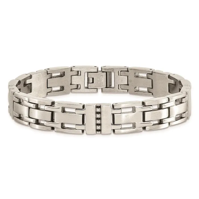 Chisel Stainless Steel Brushed and Polished Black CZ Link Bracelet Bracelets Chisel Stainless Steel Brushed and Polished Black CZ Link Bracelet Bracelets