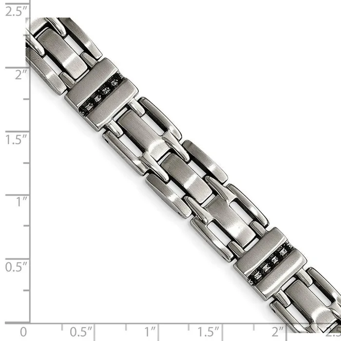 Chisel Stainless Steel Brushed and Polished Black CZ Link Bracelet Bracelets Chisel Stainless Steel Brushed and Polished Black CZ Link Bracelet Bracelets