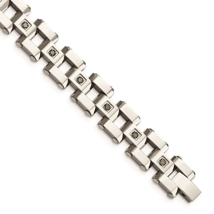 Chisel Stainless Steel Polished Black Diamonds 85in Bracelet Bracelets