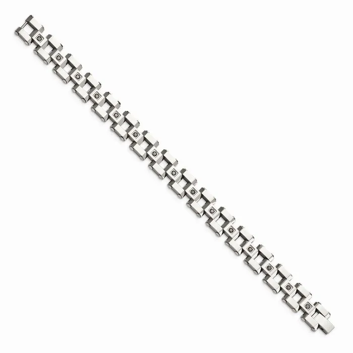 Chisel Stainless Steel Polished Black Diamonds 85in Bracelet Bracelets Chisel Stainless Steel Polished Black Diamonds 85in Bracelet Bracelets