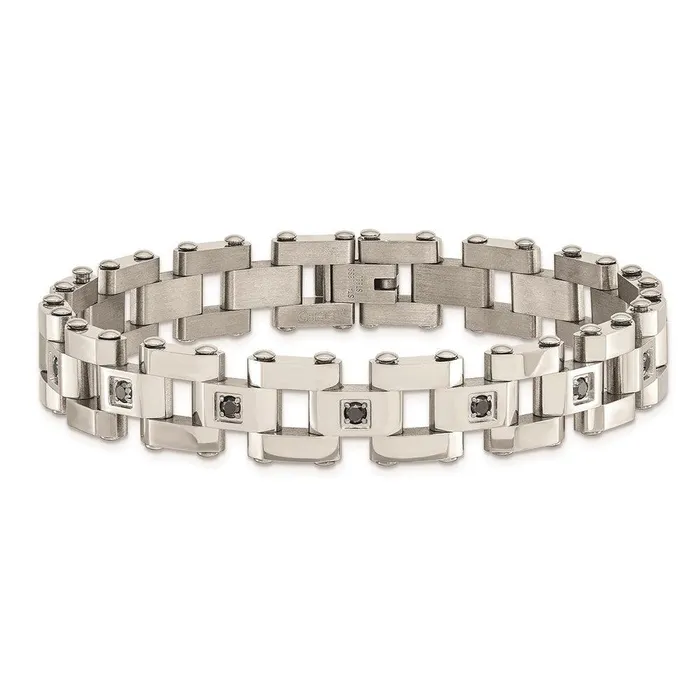 Chisel Stainless Steel Polished Black Diamonds 85in Bracelet Bracelets Chisel Stainless Steel Polished Black Diamonds 85in Bracelet Bracelets