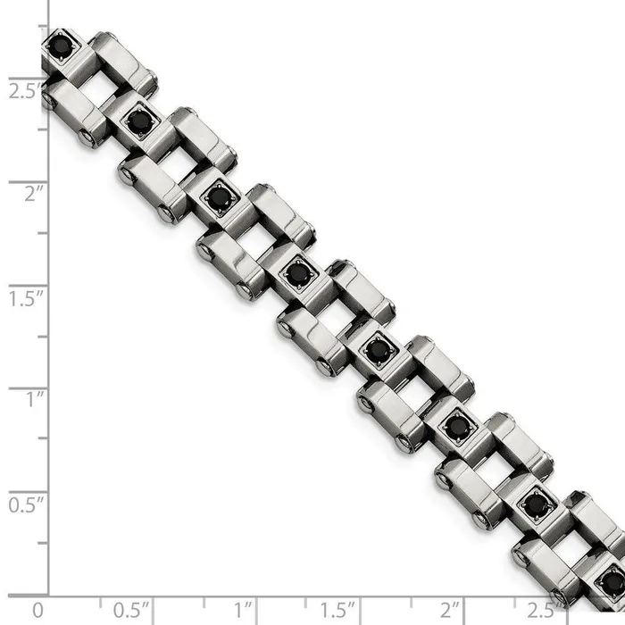 Chisel Stainless Steel Polished Black Diamonds 85in Bracelet Bracelets Chisel Stainless Steel Polished Black Diamonds 85in Bracelet Bracelets