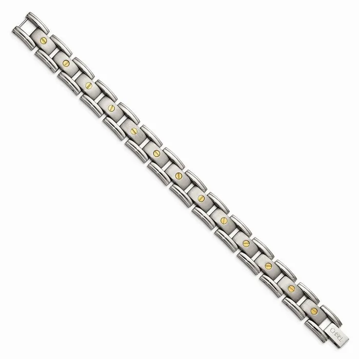 Chisel Titanium with 14k Inlay Accent Bracelet Bracelets Chisel Titanium with 14k Inlay Accent Bracelet Bracelets