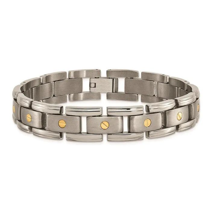 Chisel Titanium with 14k Inlay Accent Bracelet Bracelets Chisel Titanium with 14k Inlay Accent Bracelet Bracelets