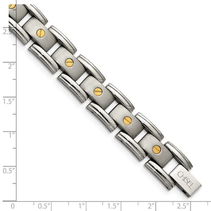 Chisel Titanium with 14k Inlay Accent Bracelet Bracelets Chisel Titanium with 14k Inlay Accent Bracelet Bracelets