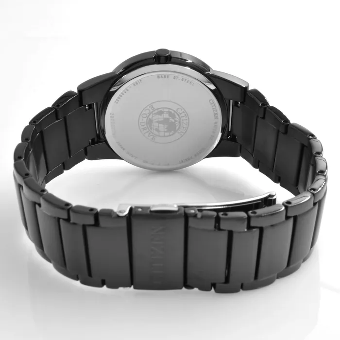 Citizen Bracelets Citizen AU106558E Mens Axiom EcoDrive Black Ion Plated Steel Bracelet Watch