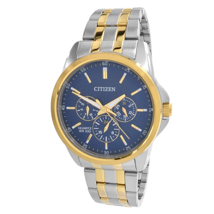 Citizen Mens Watch Quartz DateDay Blue Dial Two Tone Steel Bracelet AG834856L Citizen Bracelets Citizen Mens Watch Quartz DateDay Blue Dial Two Tone Steel Bracelet AG834856L Citizen Bracelets