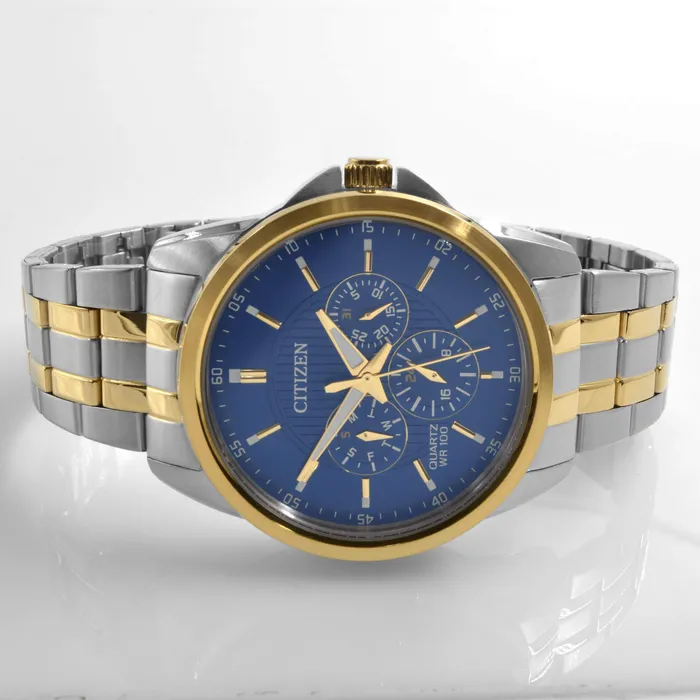 Citizen Mens Watch Quartz DateDay Blue Dial Two Tone Steel Bracelet AG834856L Citizen Bracelets Citizen Mens Watch Quartz DateDay Blue Dial Two Tone Steel Bracelet AG834856L Citizen Bracelets