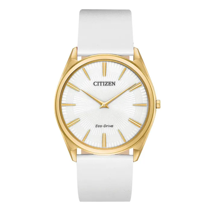 Citizen Watches Citizen Womens EcoDrive Watch Stiletto White Leather Strap AR307209A Citizen Watches Citizen Womens EcoDrive Watch Stiletto White Leather Strap AR307209A