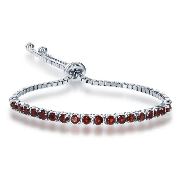 Classic Bracelets Sterling Silver 3mm Garnet Half Tennis Style Bolo Bracelet Classic Bracelets Sterling Silver 3mm Garnet Half Tennis Style Bolo Bracelet