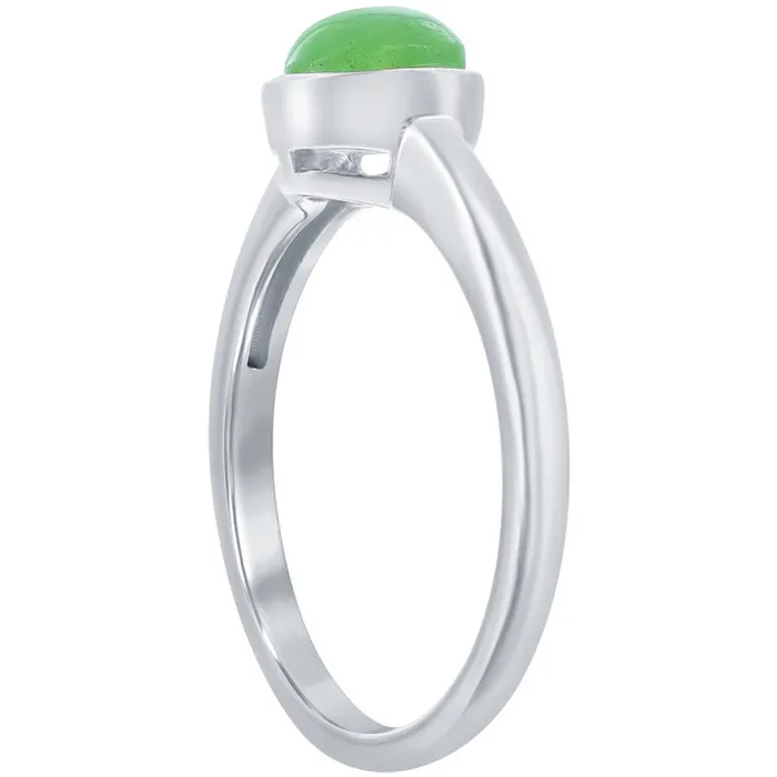 Classic Classic Unisex Silver 6mm Jade Solitaire Ring W2841 Rings