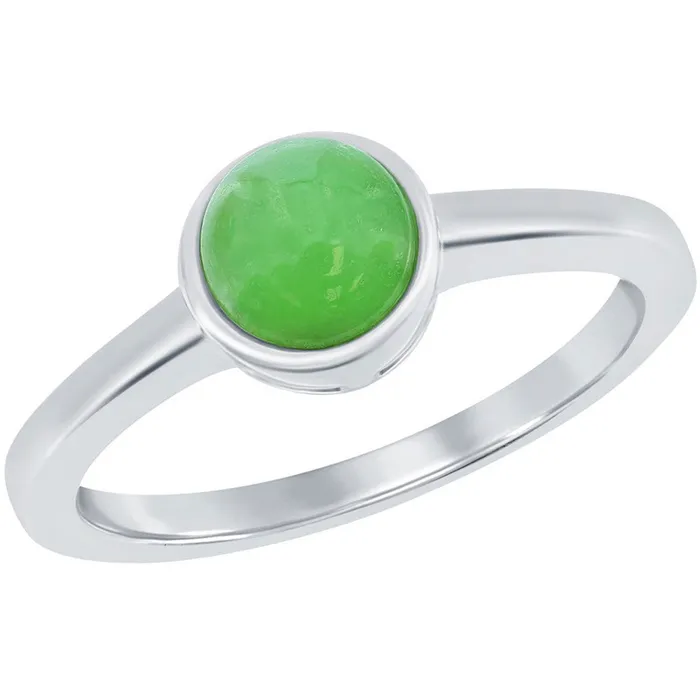 Classic Classic Unisex Silver 6mm Jade Solitaire Ring W2841 Rings