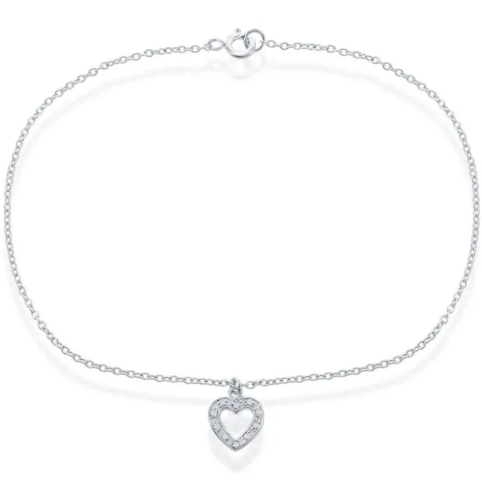 Classic Classic Womens Anklet Sterling Silver with Hanging CZ Heart 10 inch R905510 Rings Classic Classic Womens Anklet Sterling Silver with Hanging CZ Heart 10 inch R905510 Rings