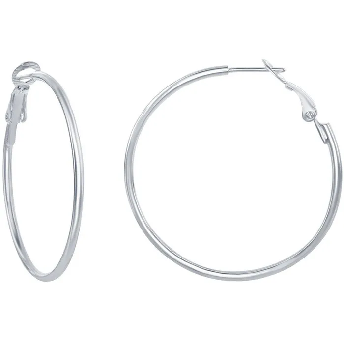 Classic Classic Womens Earrings Sterling Silver 50mm Hoop Omega Clip Back Closure A1380 Earrings Classic Classic Womens Earrings Sterling Silver 50mm Hoop Omega Clip Back Closure A1380 Earrings