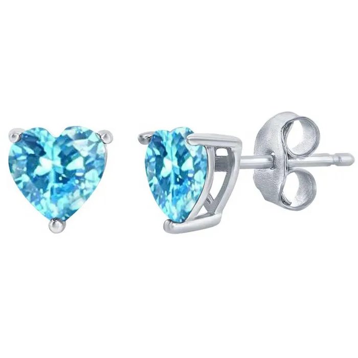 Classic Earrings Classic Womens Earrings SS 6mm Aquamarine March Heart Perciosa Crystal D8419 Classic Earrings Classic Womens Earrings SS 6mm Aquamarine March Heart Perciosa Crystal D8419
